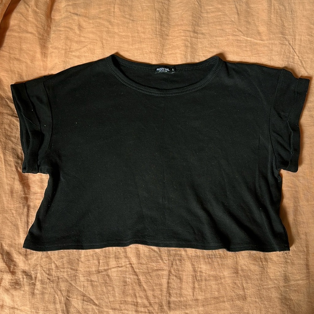 Nasty gal Black crop top size S